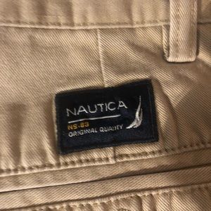 Two pair of vintage Nautica khaki shorts navy and tan to be Not selling separate